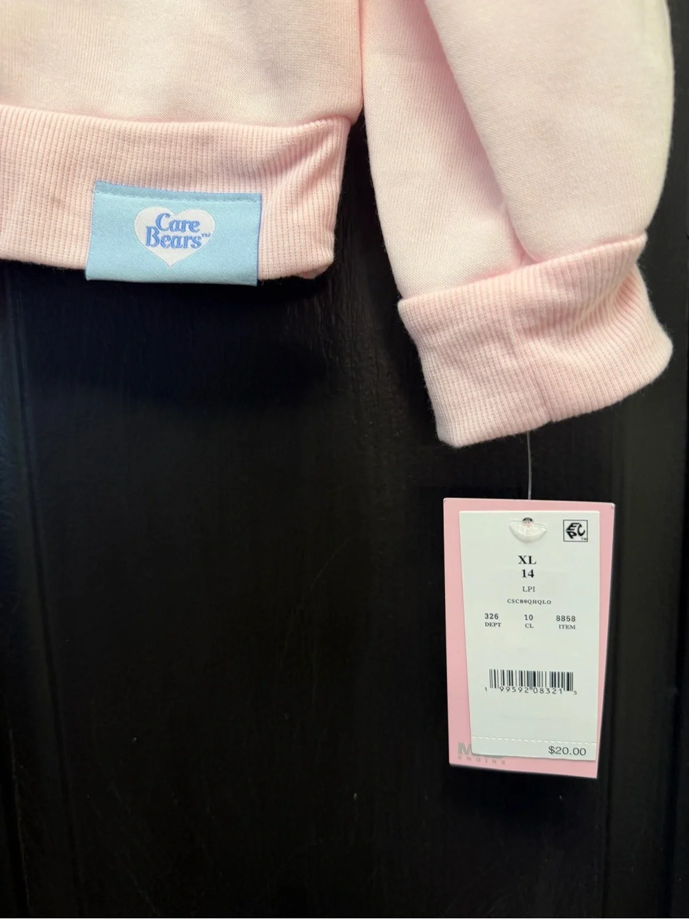 Girls Pink Care bear Hoodie Size XL 14 New with tags